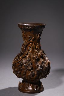 Qing Qianlong: A Carved Huanghuali Vase