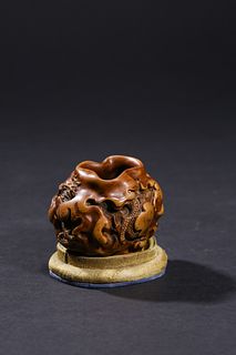 Qing Dynasty: A Carved boxwood Ink Washer