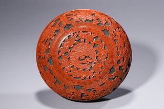 Qing Dynasty: A Cinnabar Lacquer Round Box