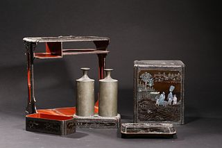Qing Dynasty: A SET OF WOOD SHELL-INLAID WINE WARMERS