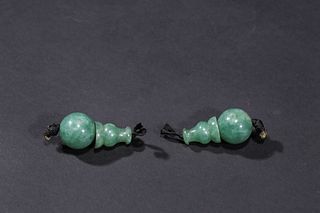 Qing Dynasty: A pair of Jadeite Jade  Ornament