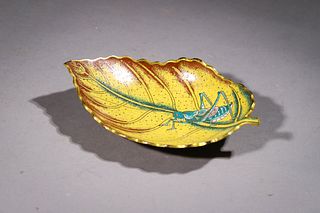 Qianlong Period of the Qing Dynasty: An Enamel Leaf Shaped Ink Washer
