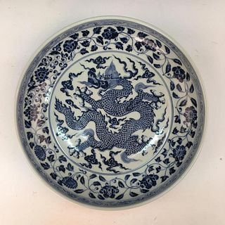 Chinese Blue-White 'Dragon' Charger