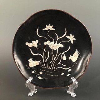 Chinese Ding Ware Engraved Design 'Duck & Lotus Leaf'
