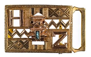 18k Yellow Gold and Emerald Belt Buckle
