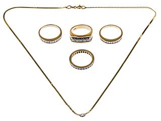 14k Yellow Gold and Diamond Jewelry Assortment