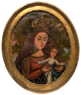 Spanish Colonial 'Our Lady of Refuge' Oil on Canvas