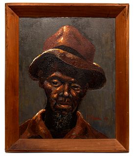 Leonard Morris (Jamaican, b.1931) 'Peasant' Oil on Canvas Board