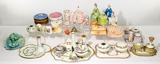 Porcelain Vanity Set and Item Assortment