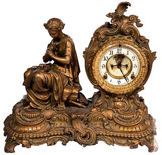 Bronze Figural Mantel Clock