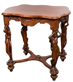 Victorian Carved Leg Figural Table