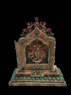 A Silver Alloy Tibetan Buddhism Box