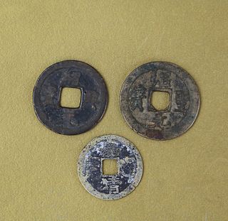 Chinese Ancient Currency Three Bronze Coins