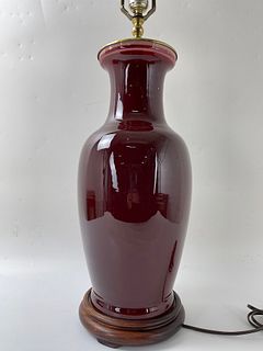 A Chinese Red Glaze Porcelain Vase Lamp
