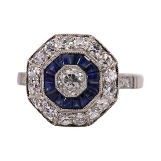 1.30ctw Diamonds, Sapphires & Platinum Ring