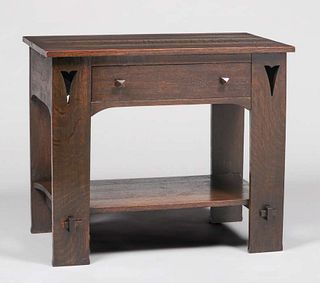Grand Rapids Tulip Cutout One-Drawer Table c1905