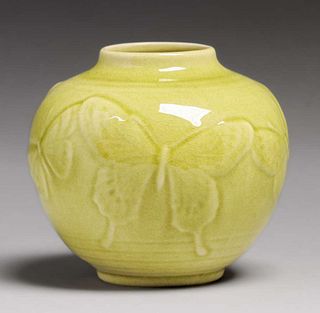 Rookwood Pottery Yellow Butterfly Vase c1930s