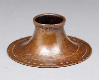 Small Early Roycroft Hammered Copper Candlestick c1915