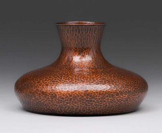 Roycroft Hammered Copper Squat Vase c1915
