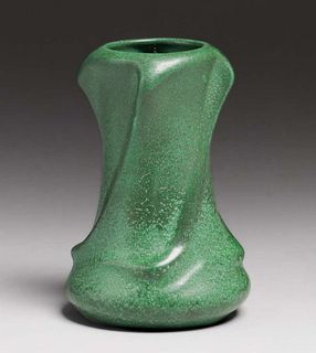 Weller Pottery Bedford Matte Green Twist Vase c1910s