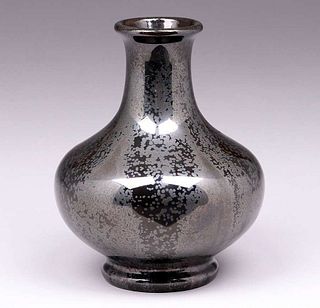 Fulper Pottery Mirror Black Crystalline Vase c1910s