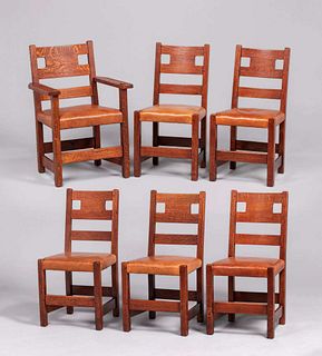 Set of 6 Limbert Cutout Dining Chairs c1910