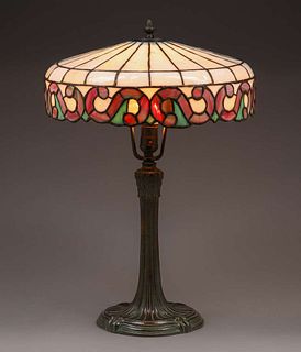 Arts & Crafts Leaded Glass Lamp c1915