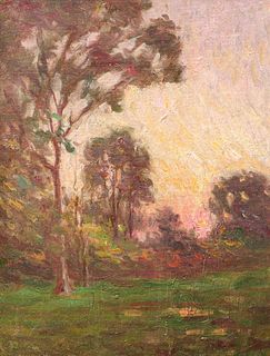 Charles Franklin Chamberlain Impressionist Painting Sunset Trees c1920s