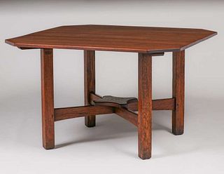 L&JG StickleyÂ 48â€³w Clip-Corner Table c1908-1912