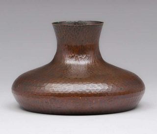RoycroftÂ Hammered Copper Squat Vase c1915