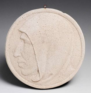 Arts & Crafts Cast Cement Savonarola Plaque c1920s