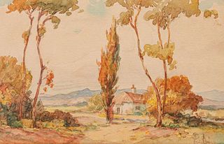 Francis Davis Schwartz (1879-1969) Eucalyptus Trees Watercolor c1920