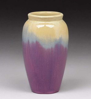 Fulper Pottery Purple & Ivory Vase c1910s