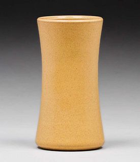 Marblehead Pottery Matte Yellow Corseted Vase c1910s