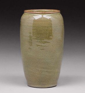 Saturday Evening Girls Pottery Olive Green Vase c1920