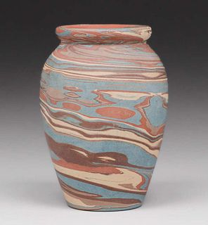 Small Niloak Pottery - Benton, Arkansas Mission Swirl Vase c1920s
