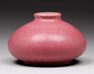 Large Fulper Pottery "Famile Rose" Bulbous Squat Vase c1910s