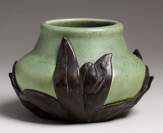 Rookwood Pottery Kataro ShirayamdaniÂ Bronze Overlay Vase 1901
