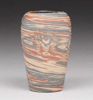 Small Niloak Pottery - Benton, Arkansas Mission Swirl 4.5"h Vase c1920s