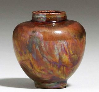 SmallÂ Brouwer â€“ Middle Lane Pottery Flame Painted Vase c1894-1902