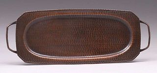 Roycroft Hammered Copper Two-Handle Rectangular Tray c1920s