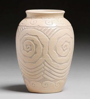 Arthur E. Baggs Hand-Carved Geometric Vase 1929