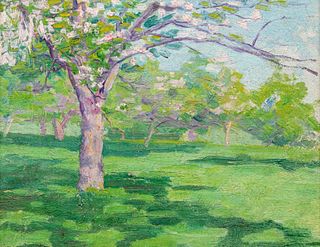 Charles Franklin Chamberlain Impressionist Painting Spring Blossoms c1920s