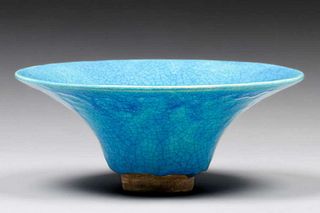 Student of Manuel Jalanivich Chinese Blue Crackleware Bowl 1938