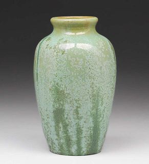 Fulper Pottery Light Green Crystalline Vase c1910s