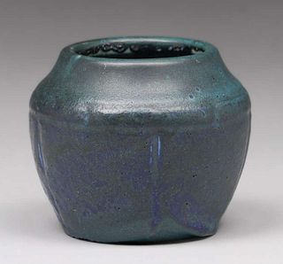 Small Hampshire Pottery Matte Blue Vase c1910s