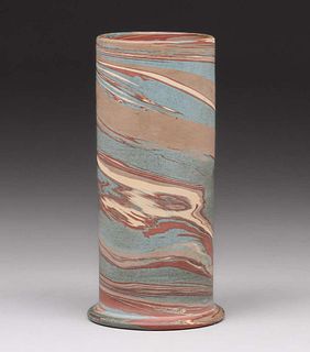 Niloak Pottery - Benton, AR "Mission Swirl" 8"h Cylinder Vase c1920s