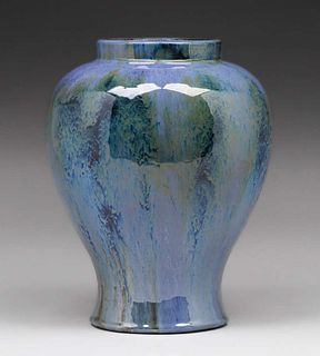 Large Fulper Pottery Chinese Blue Flambe Vase c1910s