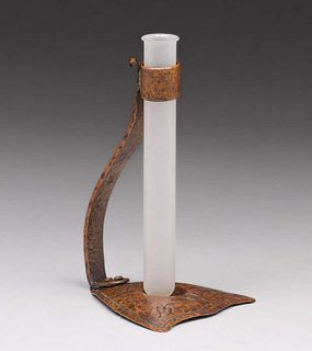 Early Craftsman Studios Hammered Copper Stem Vase c1920