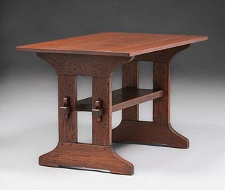 Gustav Stickley Trestle Table c1905